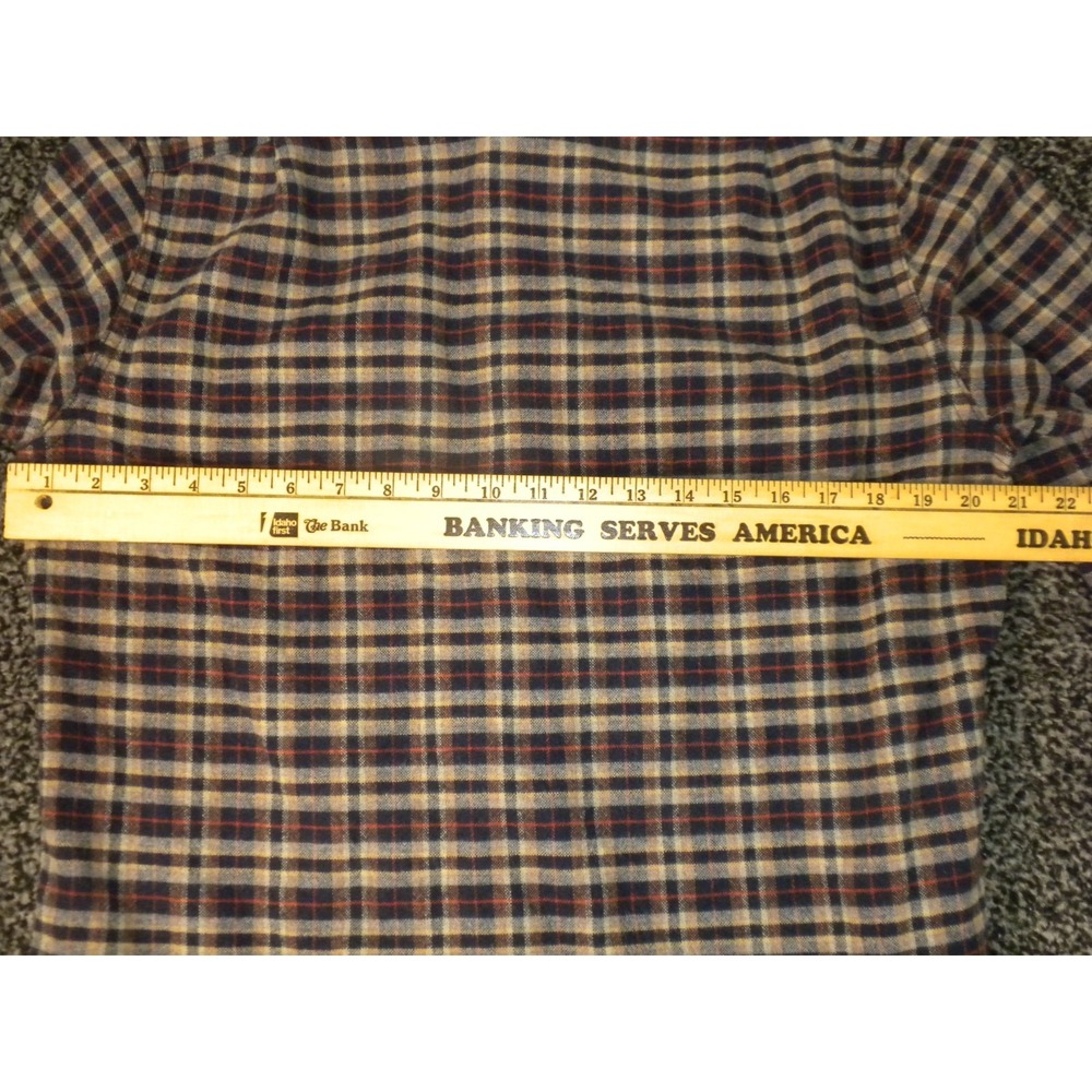 J Crew Shirt Mens M Blue Brown Plaid Flannel Wool Blend Leather Elbow Patch - Picture 9 of 11